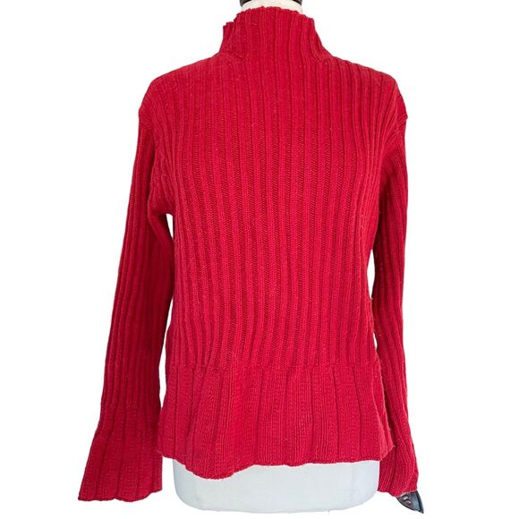 Fisherman Out Of Ireland Sweater Size XL Womens Cashmere Wool Wine Red Rib Knit - Picture 1 of 8